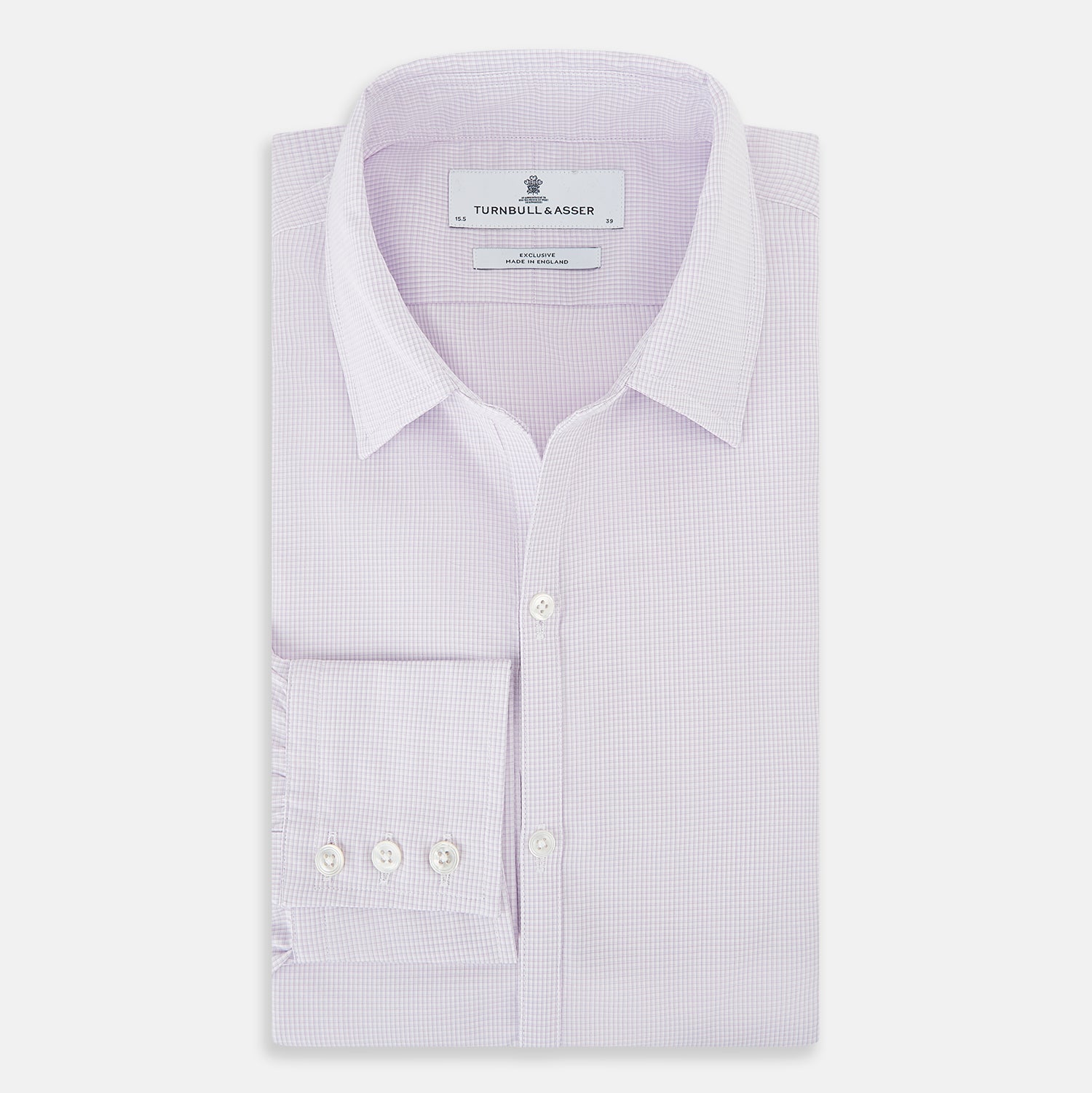 View 5 of product Pale Pink Micro-Tattersall Check Windsor Shirt 17.5