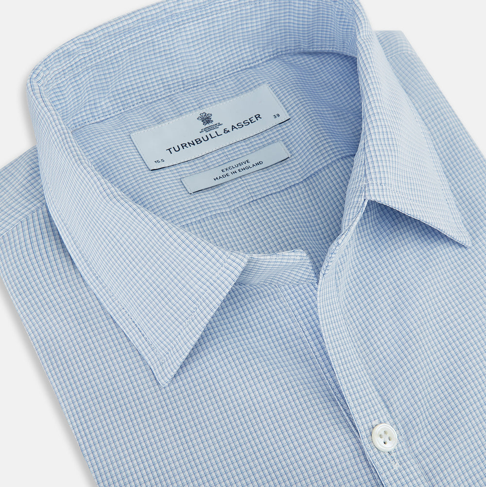 Colony Blue Micro-Tattersall Check Windsor Shirt 17
