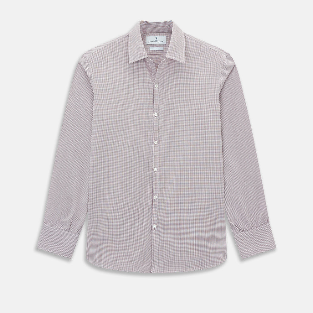 Burgundy Micro-Tattersall Check Windsor Shirt 18