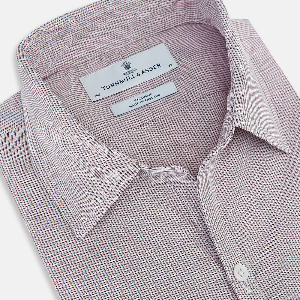Burgundy Micro-Tattersall Check Windsor Shirt 18