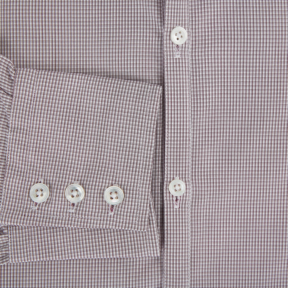 Burgundy Micro-Tattersall Check Windsor Shirt 18