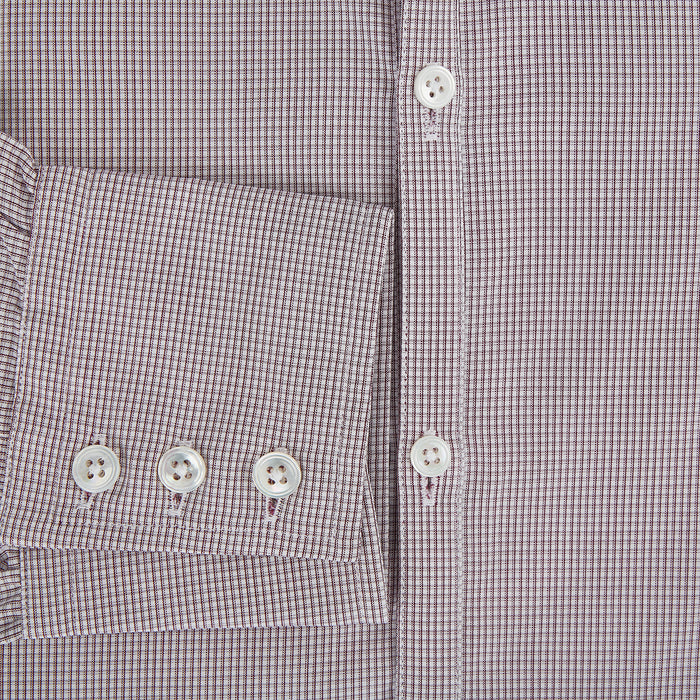 Burgundy Micro-Tattersall Check Windsor Shirt Image 3