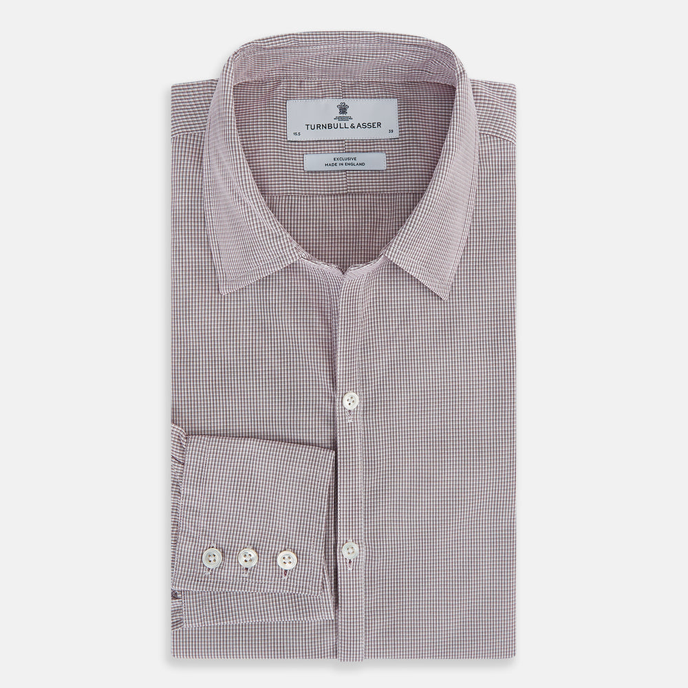 Burgundy Micro-Tattersall Check Windsor Shirt 18