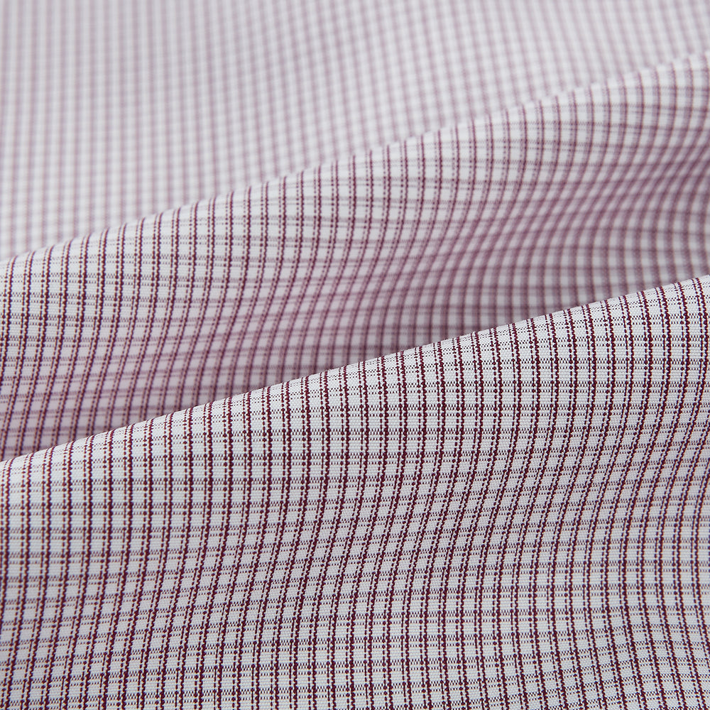 Burgundy Micro-Tattersall Check Windsor Shirt 18