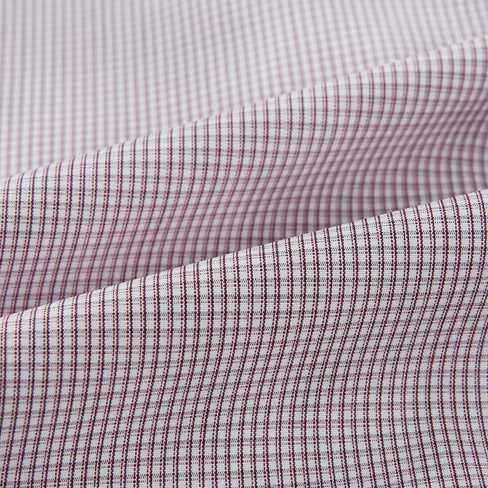 Burgundy Micro-Tattersall Check Windsor Shirt Image 7