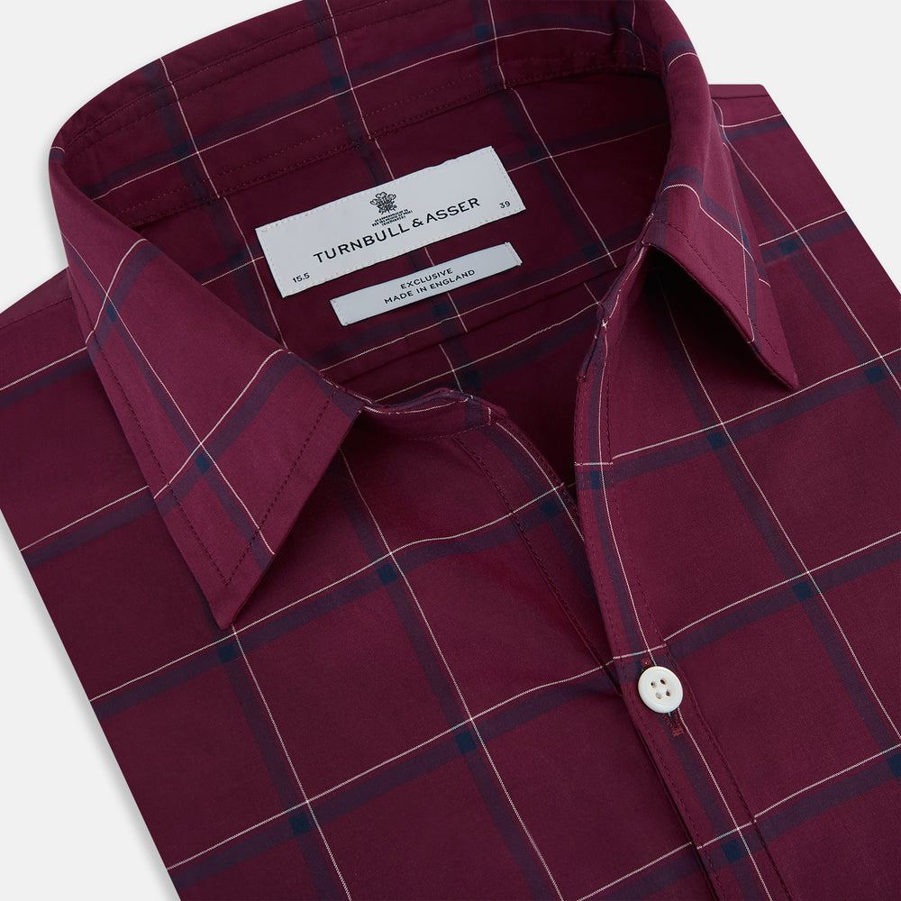 Online Exclusive · Wine Grid Check Windsor Shirt 19.0