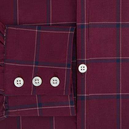 Online Exclusive · Wine Grid Check Windsor Shirt Image 3