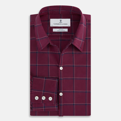 Online Exclusive · Wine Grid Check Windsor Shirt Image 4