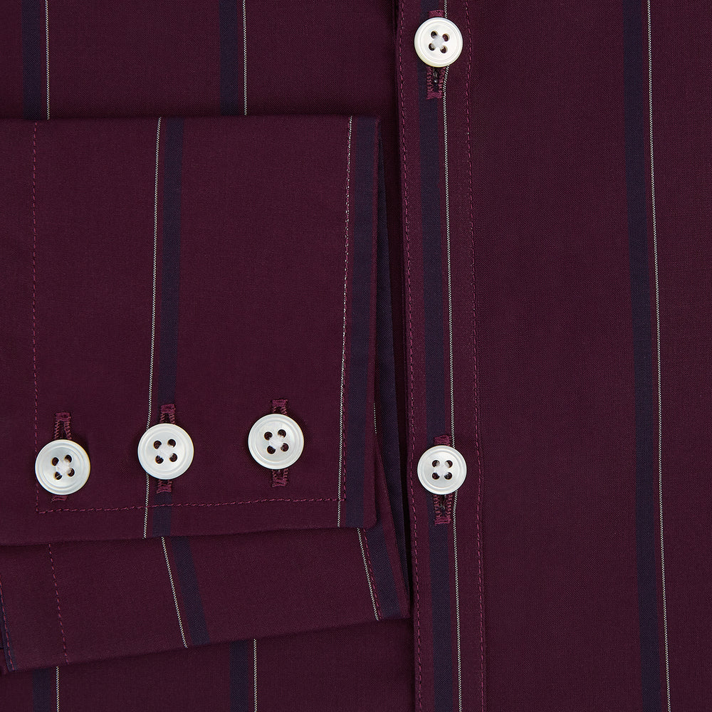 Dark Burgundy Track Stripe Windsor Shirt 19