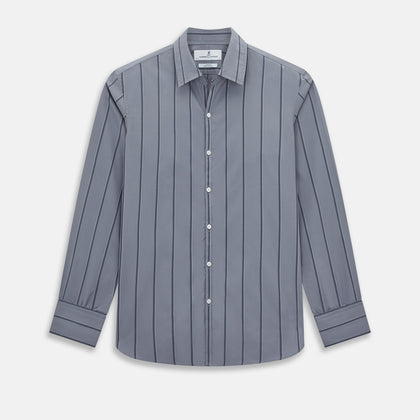 Grey Track Stripe Windsor Shirt