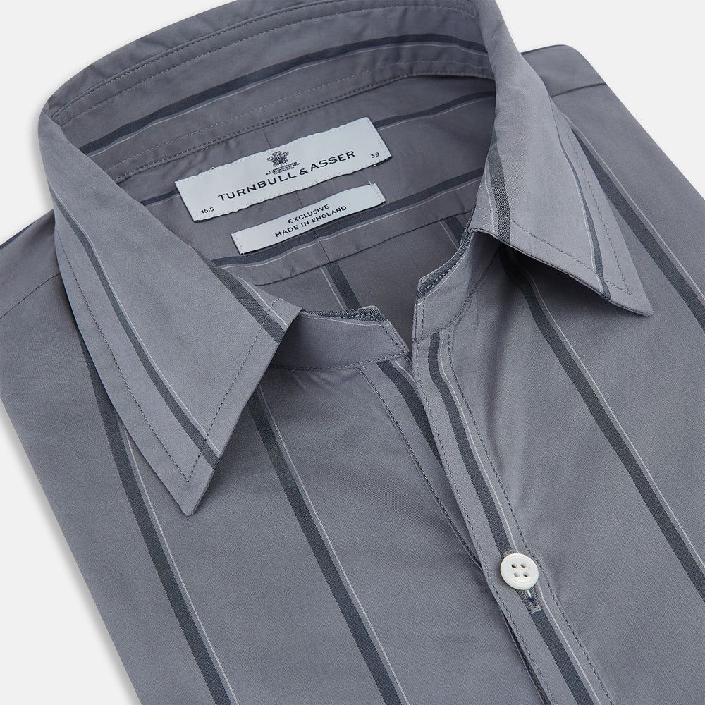 Grey Track Stripe Windsor Shirt 19