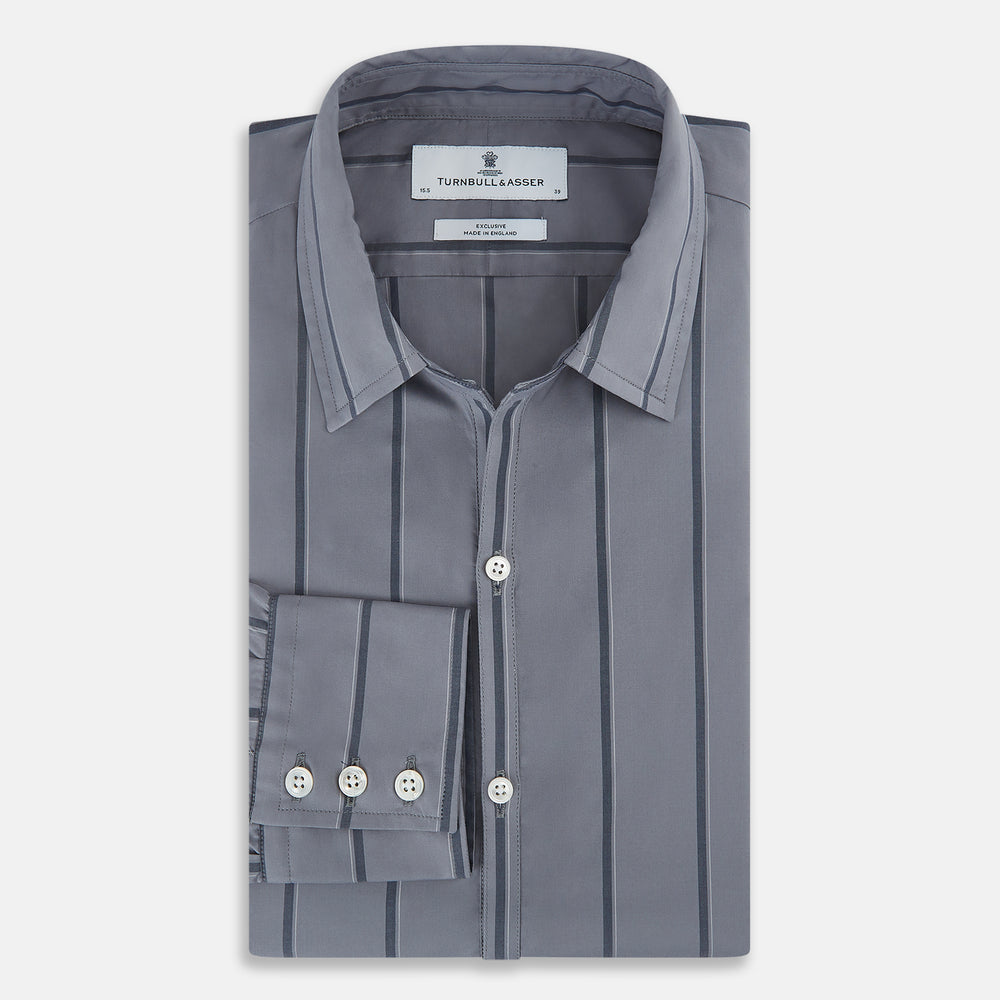 Grey Track Stripe Windsor Shirt 19
