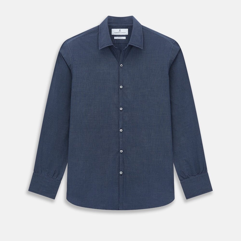 Pale Blue and Navy Pin Check Windsor Shirt 19
