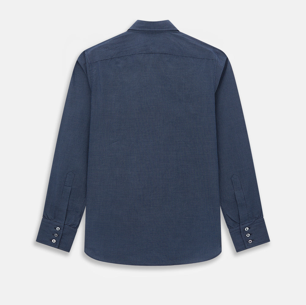 Pale Blue and Navy Pin Check Windsor Shirt 19