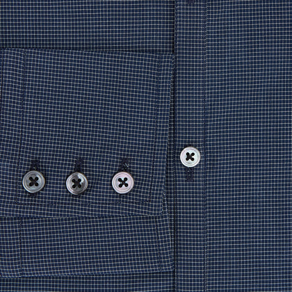 Pale Blue and Navy Pin Check Windsor Shirt Image 3