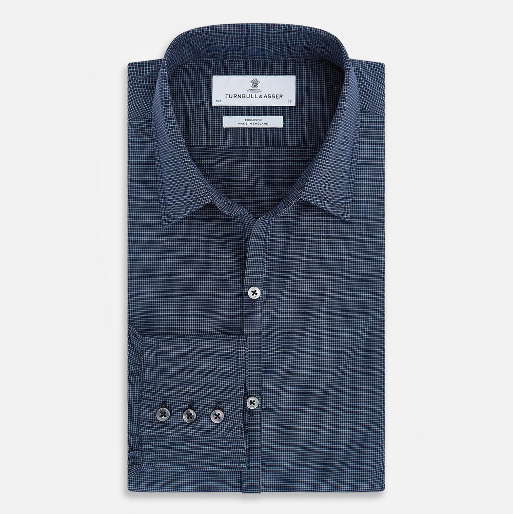 Pale Blue and Navy Pin Check Windsor Shirt 19