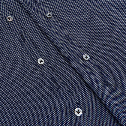 Pale Blue and Navy Pin Check Windsor Shirt Image 6
