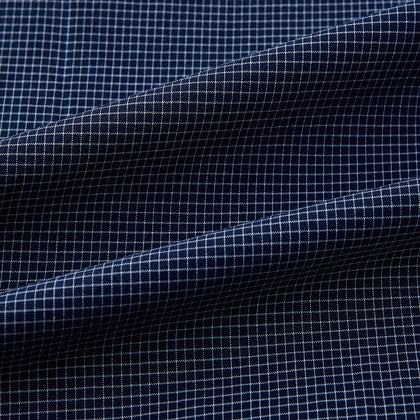 Pale Blue and Navy Pin Check Windsor Shirt Image 7