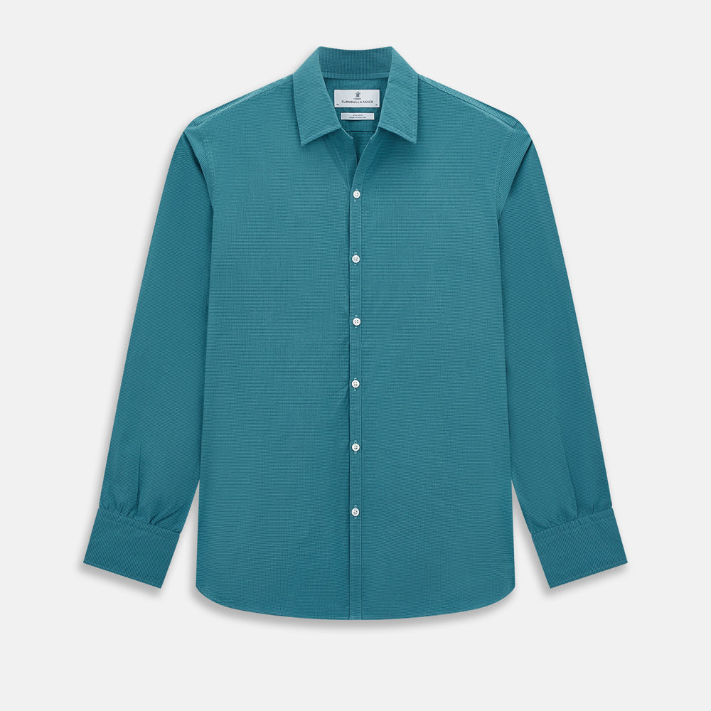 Turquoise Pin Check Windsor Shirt 19