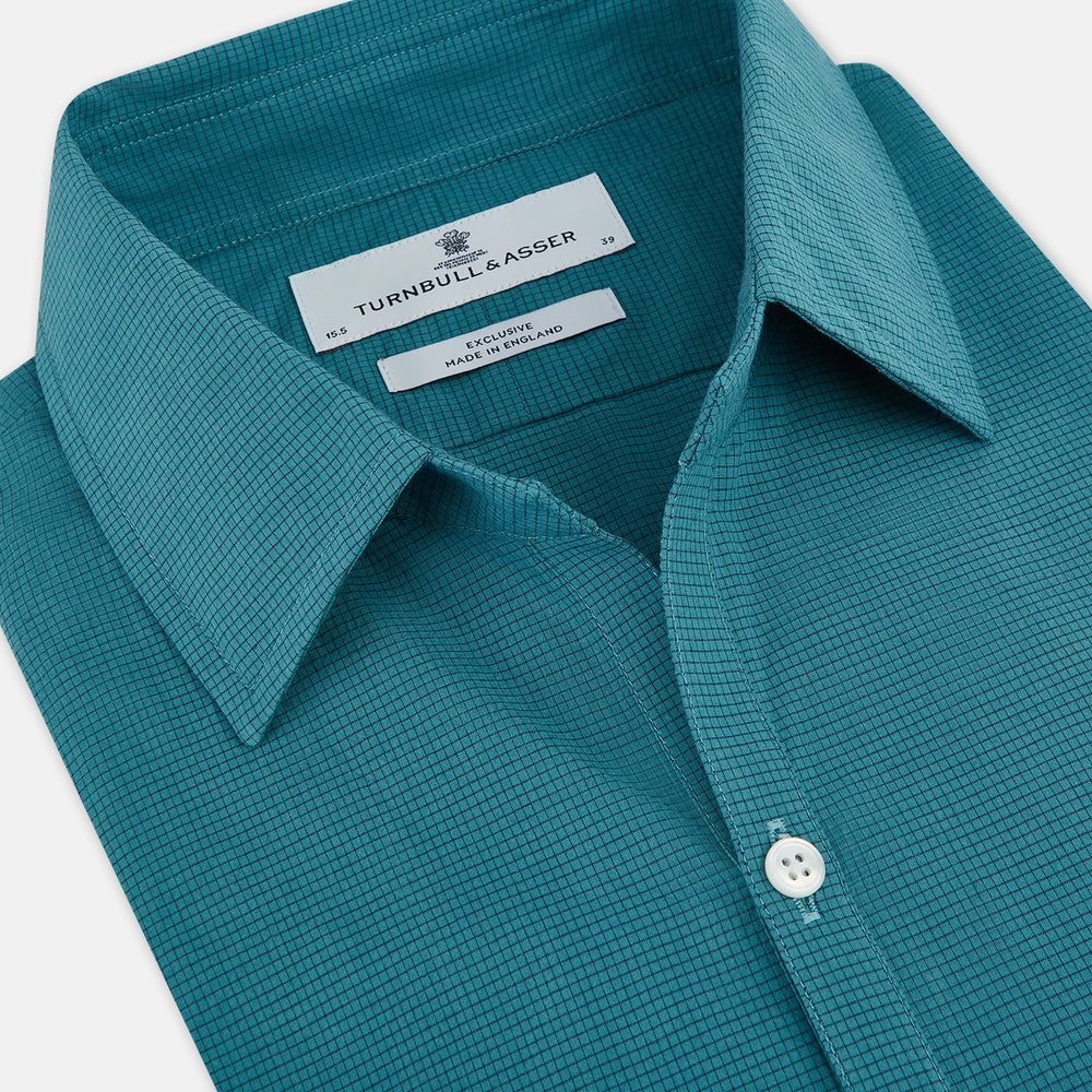 Turquoise Pin Check Windsor Shirt 19