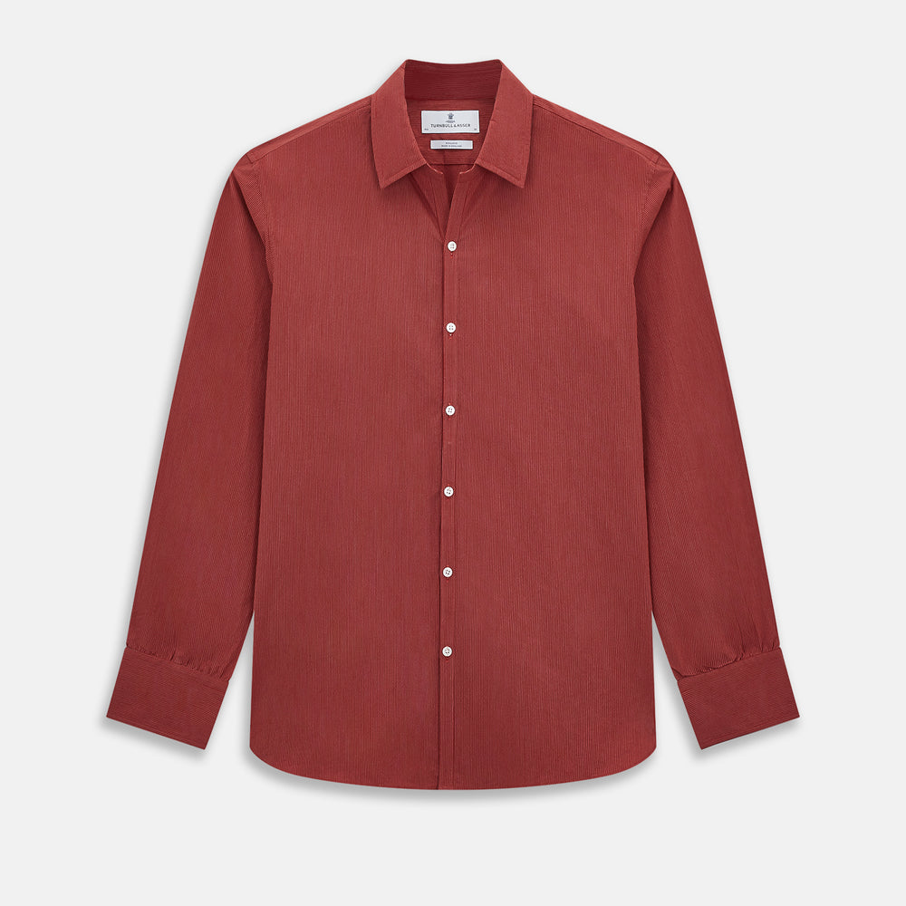 Dark Red Pinstripe Windsor Shirt 19