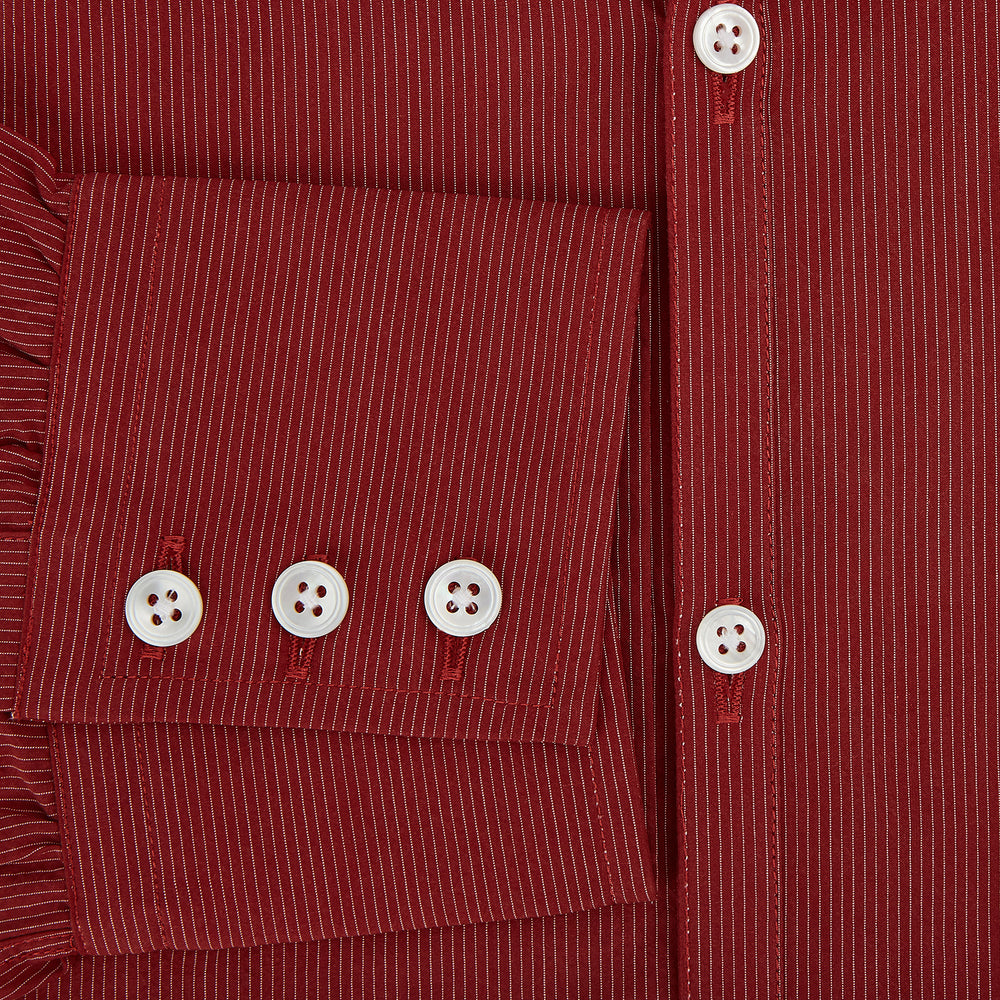 Dark Red Pinstripe Windsor Shirt 19