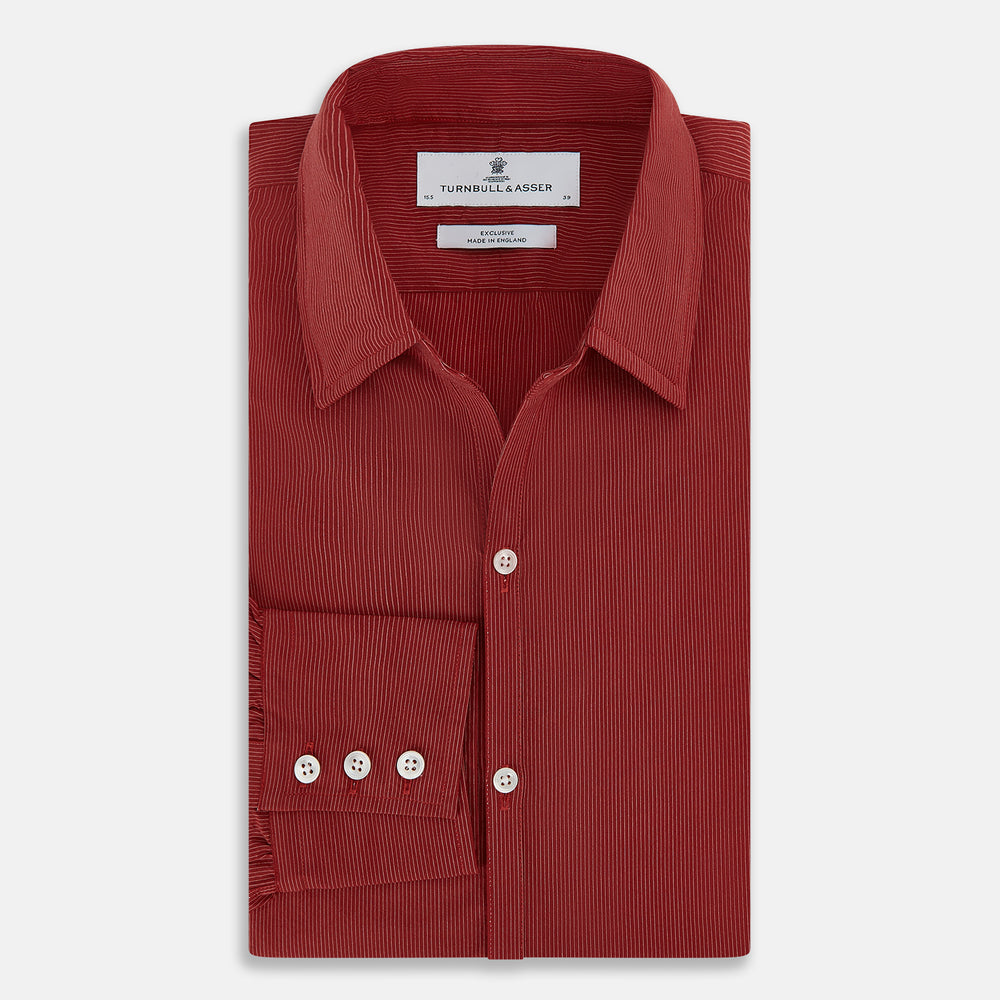 Dark Red Pinstripe Windsor Shirt 19