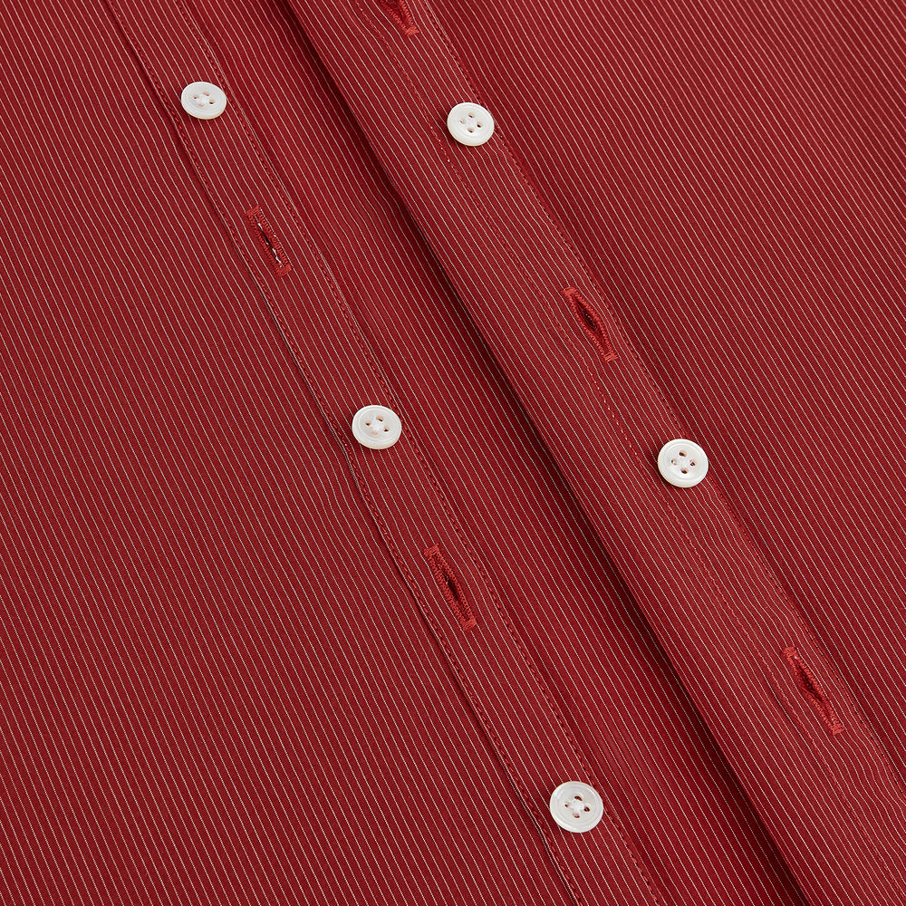 Dark Red Pinstripe Windsor Shirt 19