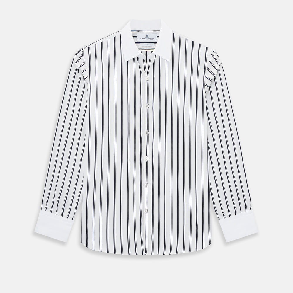 SHIRTS RF WH WINDSOR OPEN CLR WH 3BC NAVY STRIPE 15.5