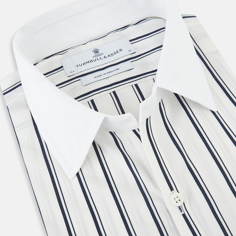 SHIRTS RF WH WINDSOR OPEN CLR WH 3BC NAVY STRIPE 15.5