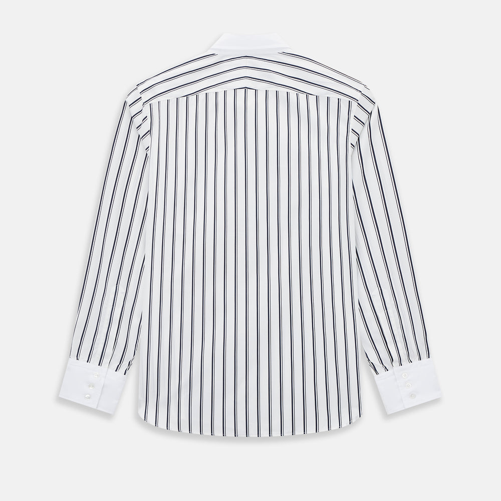 SHIRTS RF WH WINDSOR OPEN CLR WH 3BC NAVY STRIPE 15.5