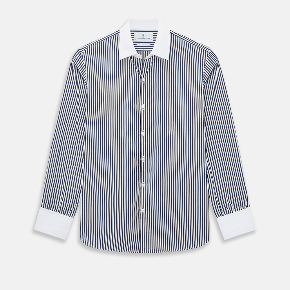 SHIRTS RF WH WINDSOR OPEN CLR WH 3BC NAVY STRIPE 16