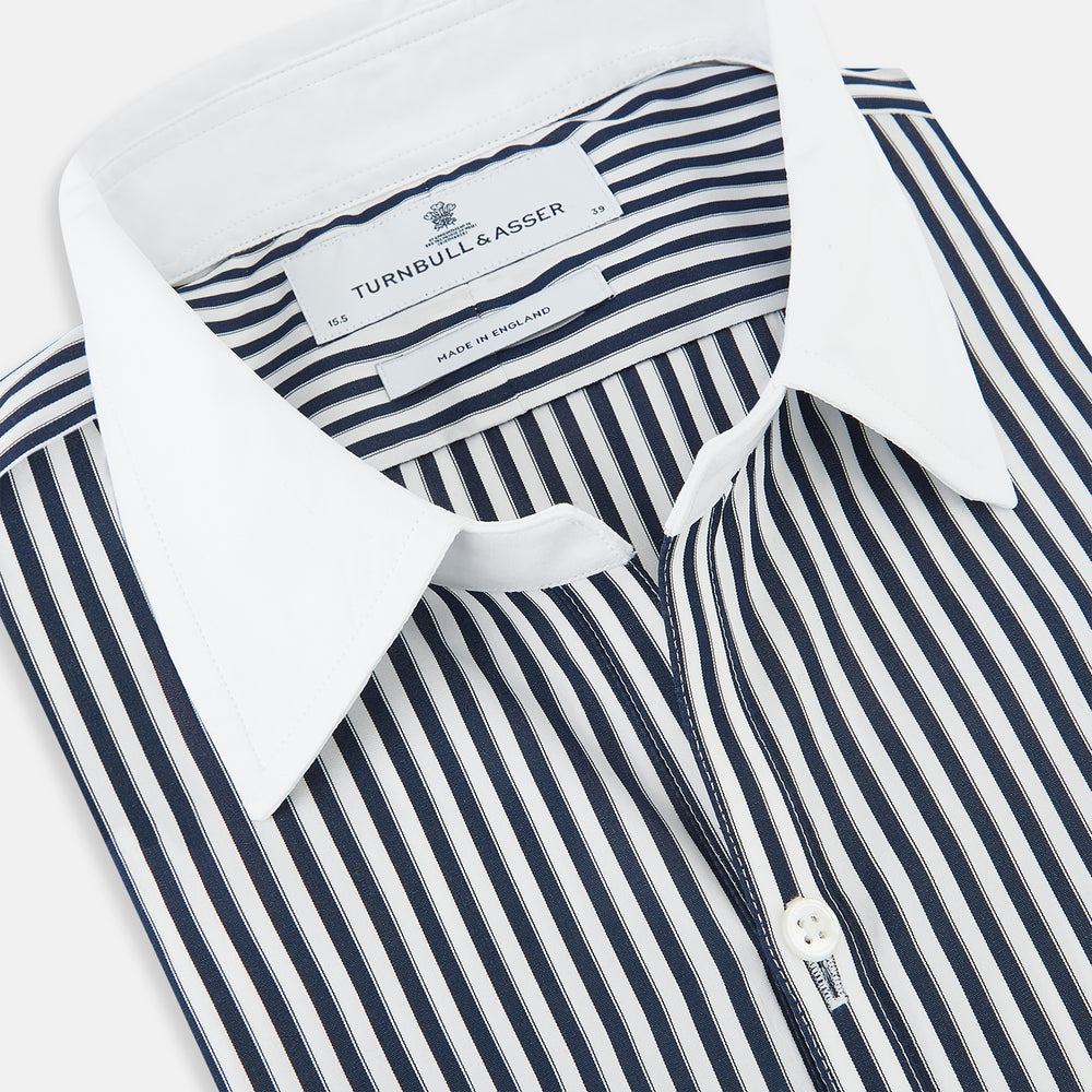 SHIRTS RF WH WINDSOR OPEN CLR WH 3BC NAVY STRIPE 16