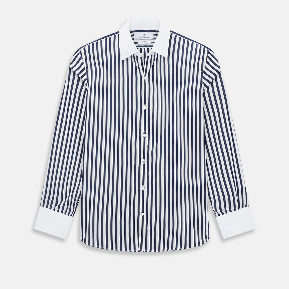 SHIRTS RF WH WINDSOR OPEN CLR WH 3BC NAVY STRIPE 16