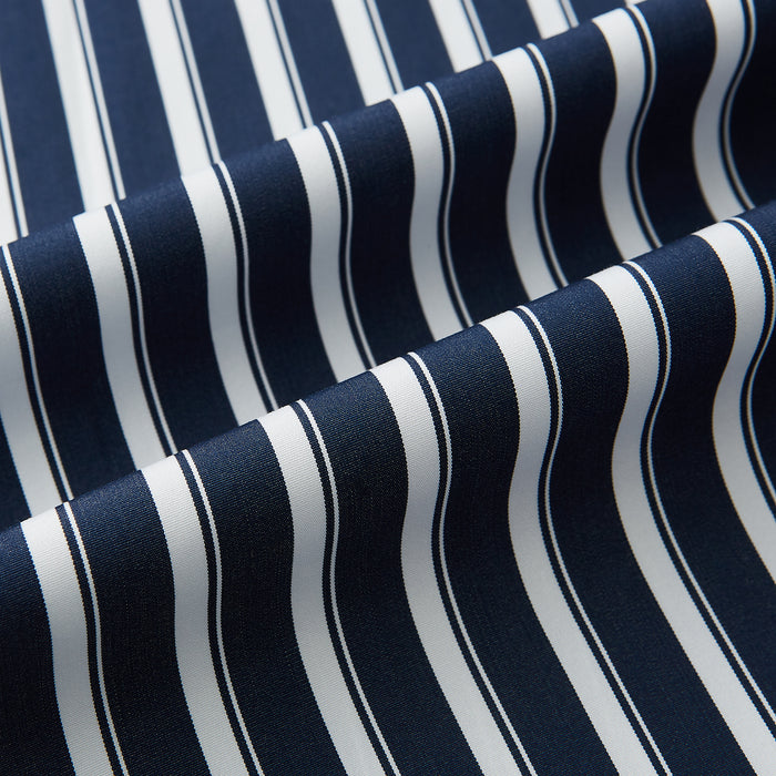 Windsor Regency Stripe Navy Open Collar Regular Fit Shirt in Cotton Image 7