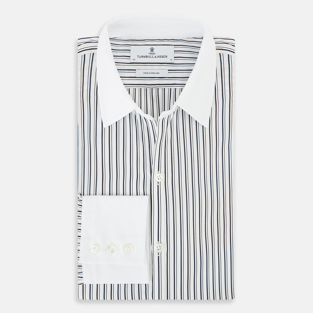 SHIRTS RF WH WINDSOR OPEN CLR WH 3BC NAVY STRIPE 19