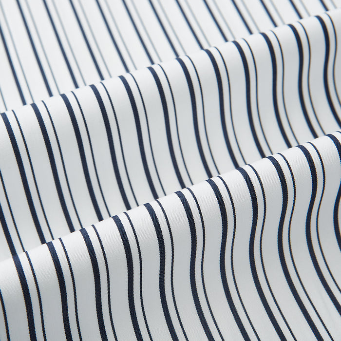 Windsor Fancy Stripe Navy Open Collar Regular Fit Shirt in Cotton Image 7
