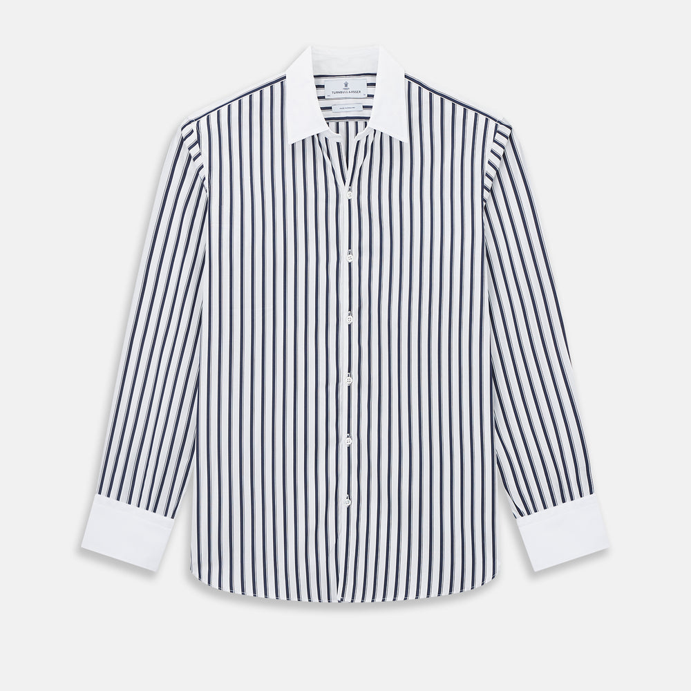 SHIRTS RF WH WINDSOR OPEN CLR WH 3BC NAVY STRIPE 15