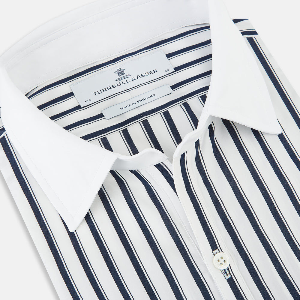 SHIRTS RF WH WINDSOR OPEN CLR WH 3BC NAVY STRIPE 15