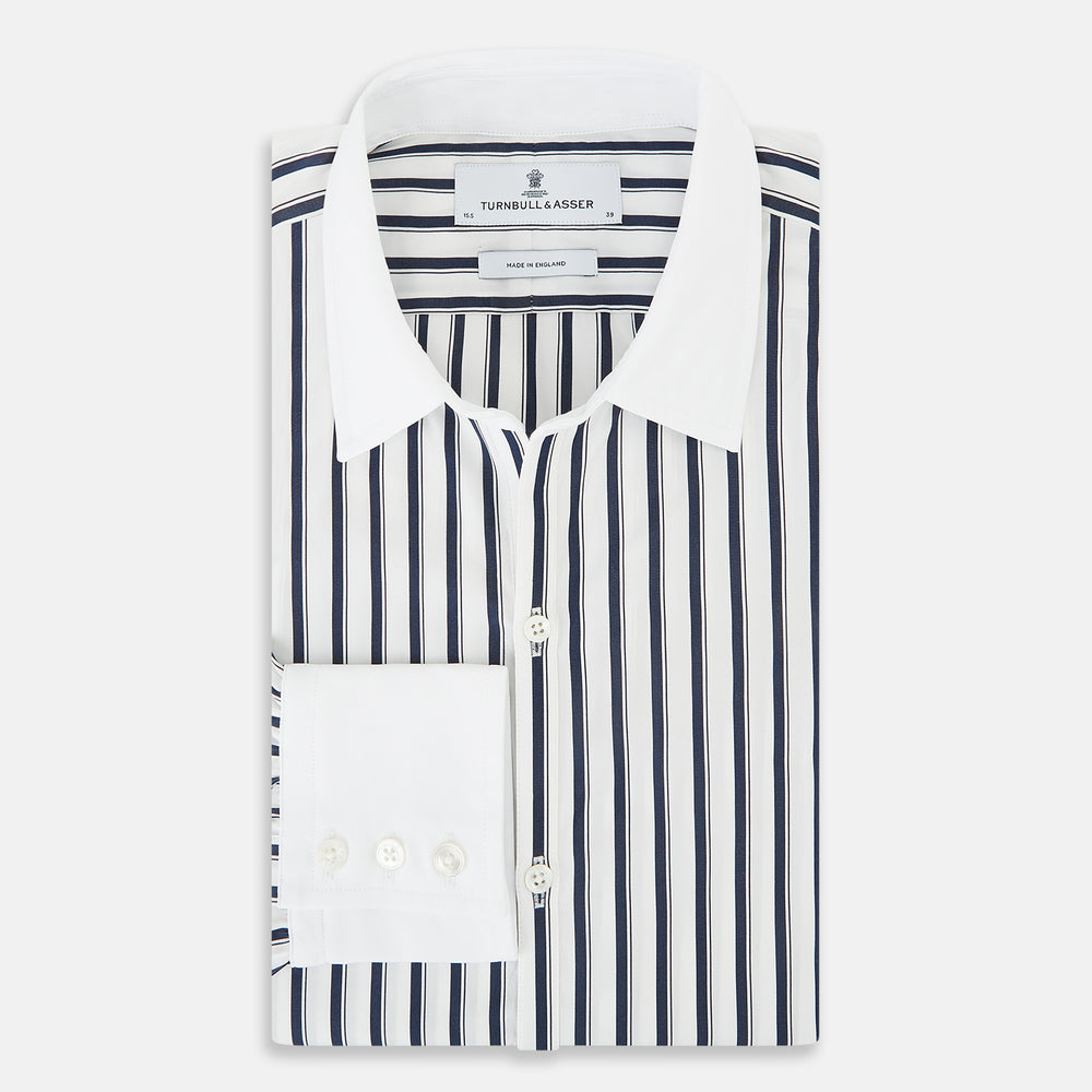 SHIRTS RF WH WINDSOR OPEN CLR WH 3BC NAVY STRIPE 15