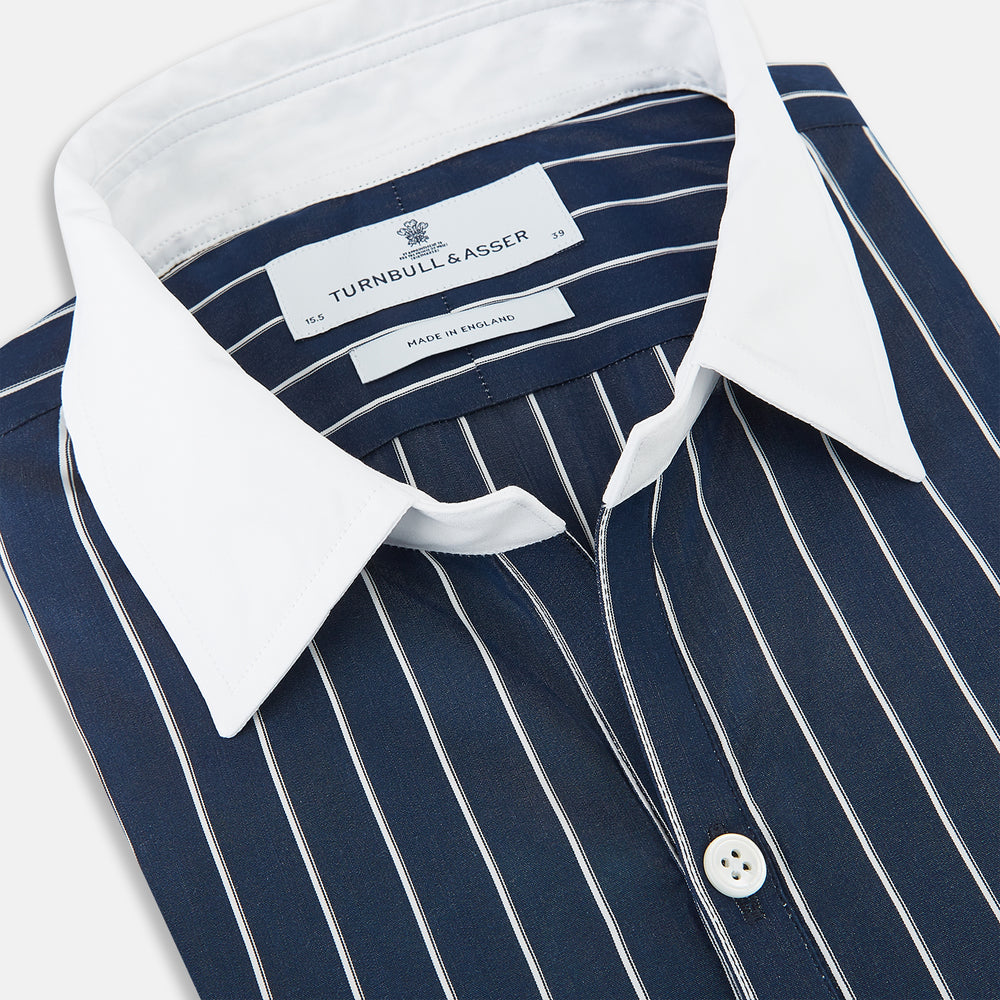 SHIRTS RF WH WINDSOR OPEN CLR WH 3BC WH STR ON NVY 18.5