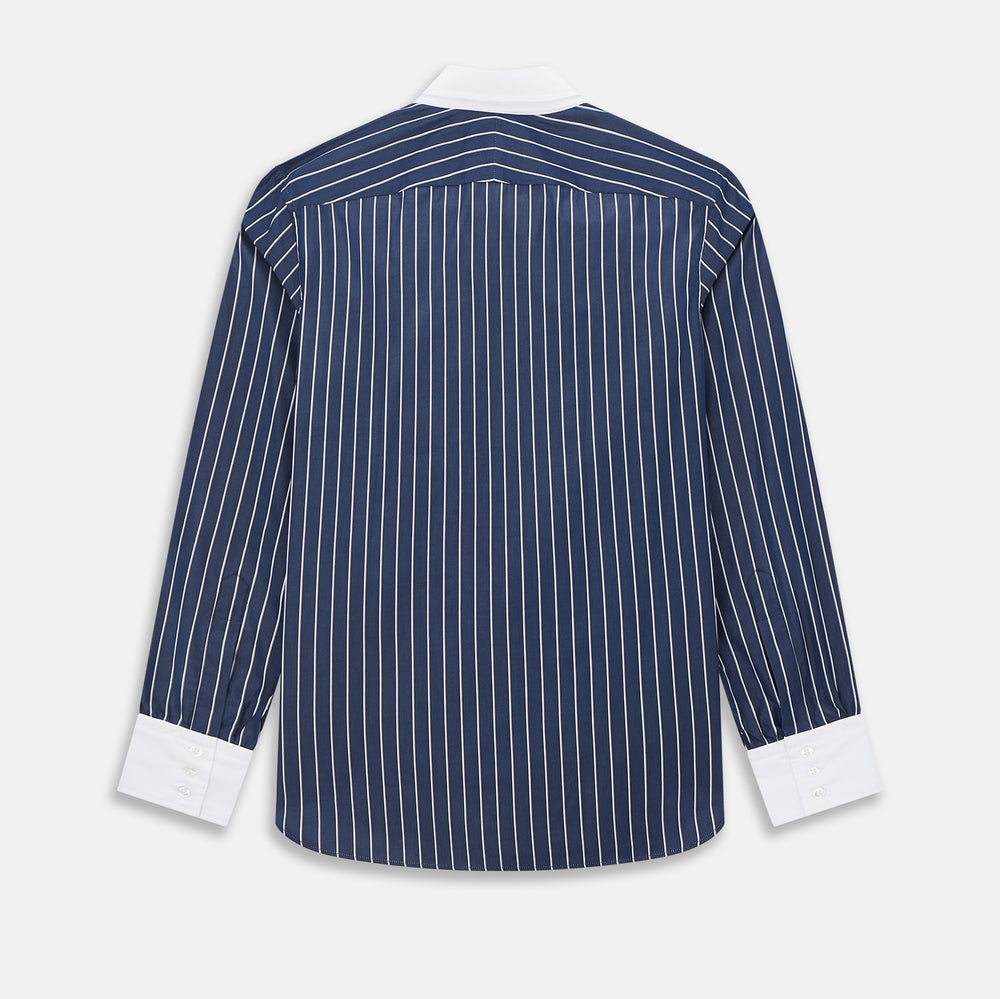 SHIRTS RF WH WINDSOR OPEN CLR WH 3BC WH STR ON NVY 18.5