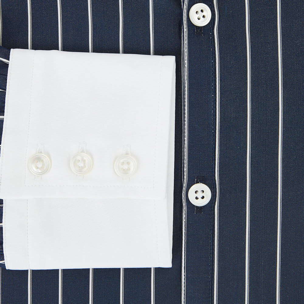 SHIRTS RF WH WINDSOR OPEN CLR WH 3BC WH STR ON NVY 18.5