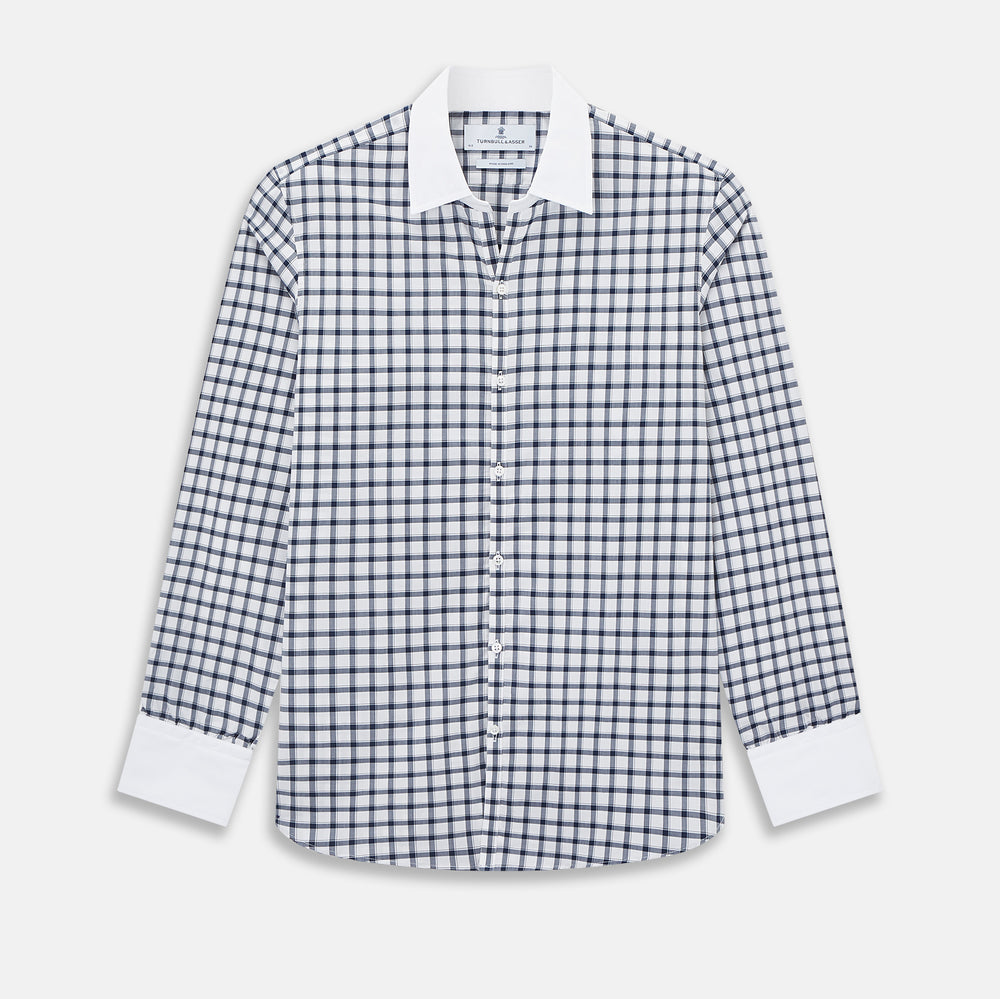 SHIRTS RF WH WINDSOR OPEN CLR WH 3BC NAVY CHECK 16