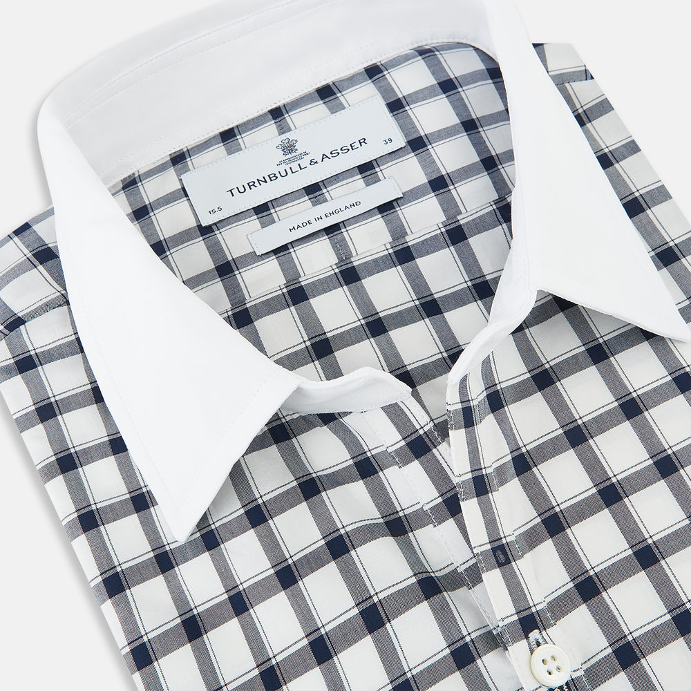 SHIRTS RF WH WINDSOR OPEN CLR WH 3BC NAVY CHECK 16