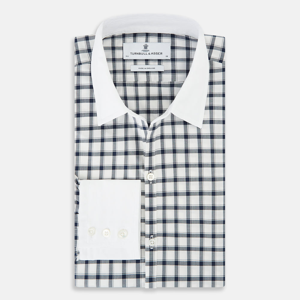 SHIRTS RF WH WINDSOR OPEN CLR WH 3BC NAVY CHECK 16
