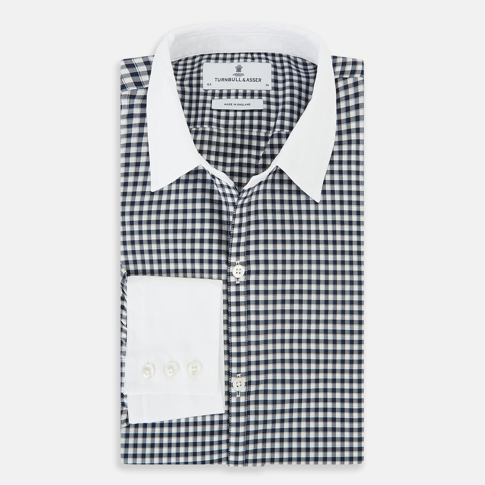 SHIRTS RF WH WINDSOR OPEN CLR WH 3BC NAVY CHECK 19