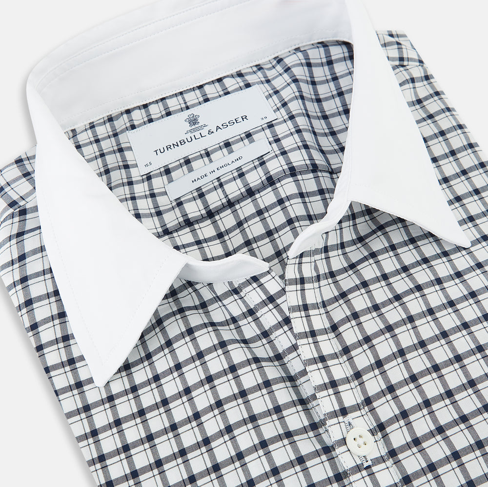 SHIRTS RF WH WINDSOR OPEN CLR WH 3BC NAVY CHECK 15