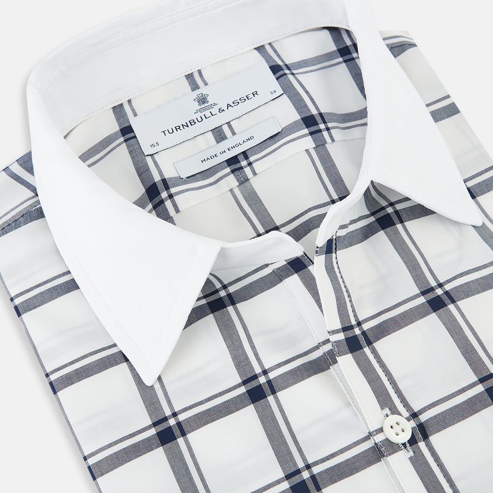 SHIRTS RF WH WINDSOR OPEN CLR WH 3BC NAVY CHECK 16.5
