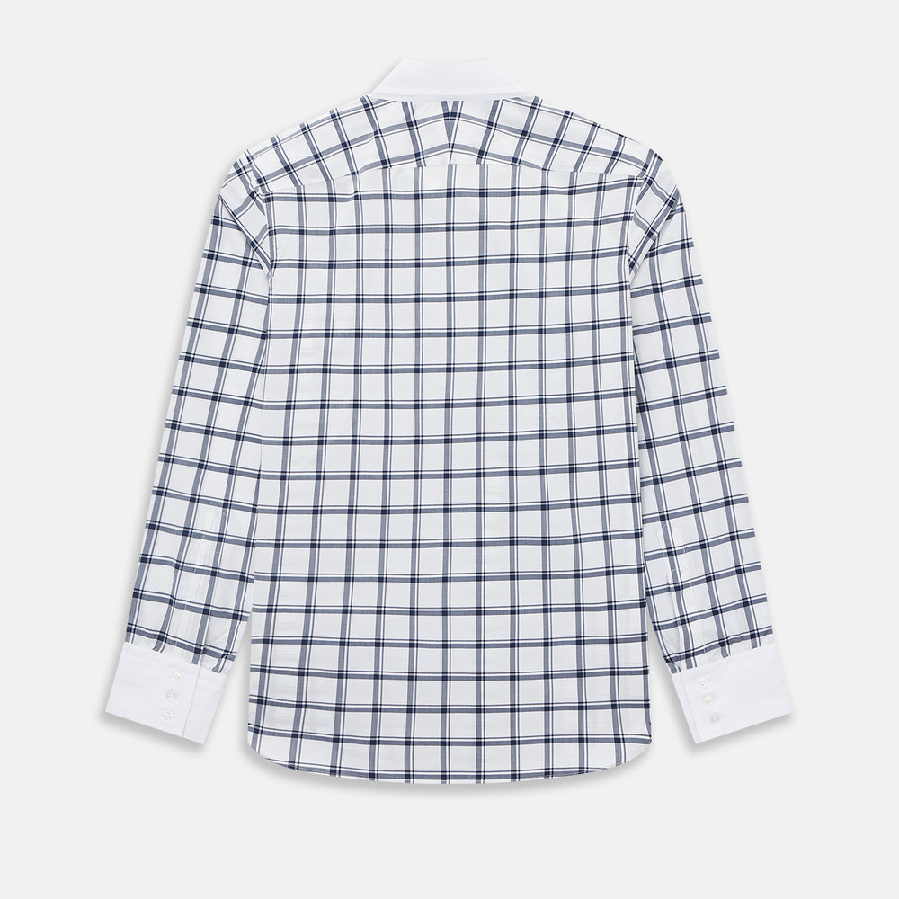 SHIRTS RF WH WINDSOR OPEN CLR WH 3BC NAVY CHECK 16.5